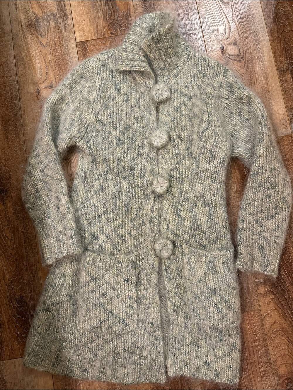 Eastside Westside Mohair blend green/blue long cardigan sweater M women’s